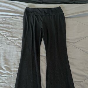 black leggings with flare bottoms